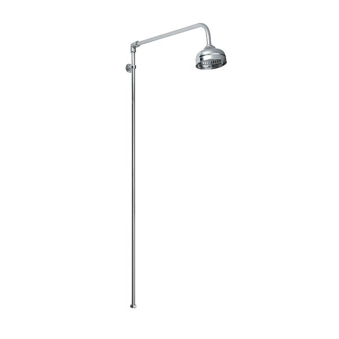 Nuie 4 Inch Fixed Head Beaumont Traditional Shower Riser Kit - Chrome 