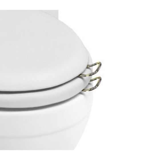Burlington set of 2 chrome handles with screws and template installed on white toilet seat