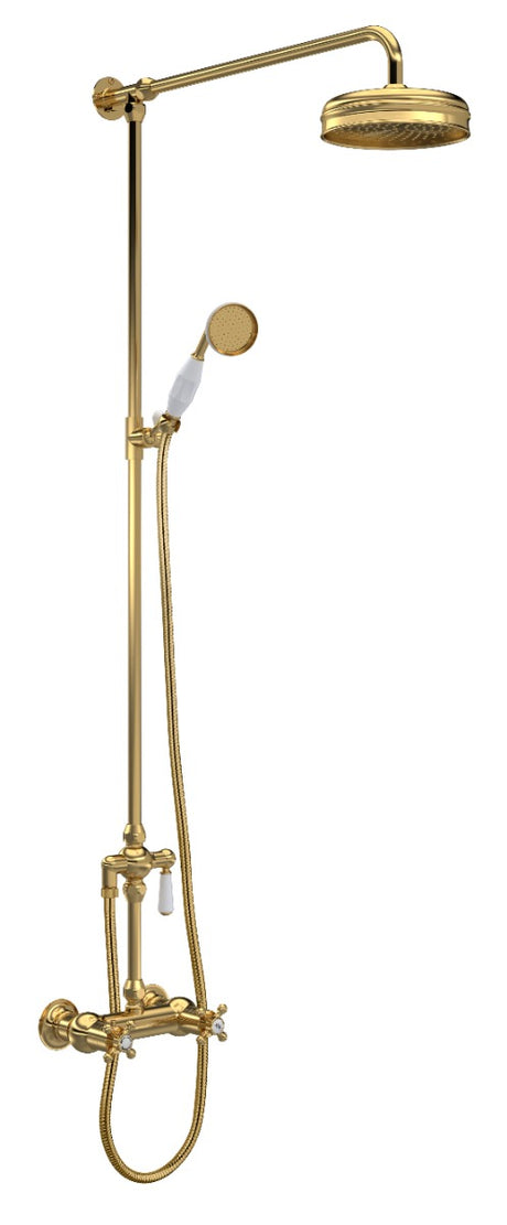 Launde Abbey Shower Kits Traditional Thermostatic Shower Valve and Kit - Brushed Brass