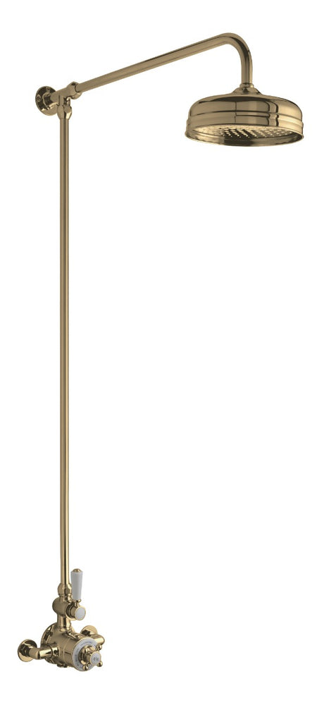 Launde Abbey Traditional Thermostatic Shower Valve with Shower Kit - Brushed Brass