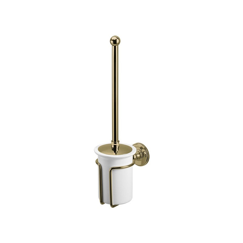 Burlington  Wall Mounted Toilet Brush & Holder - Gold/White - A8GOLD