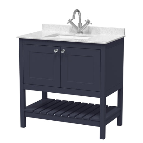 Launde Abbey  Floor Standing Vanity with Marble Top 1TH 800mm - Indigo Blue