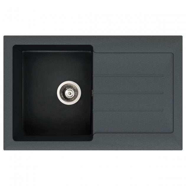 Abode Xcite 1.0 Bowl black metallic granite inset kitchen sink 780mm x 500mm with single bowl and drainer