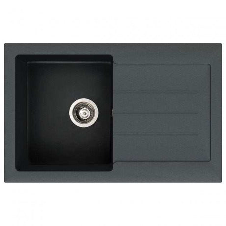 Abode Xcite 1.0 Bowl black metallic granite inset kitchen sink 780mm x 500mm with single bowl and drainer