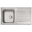 Abode Connekt 1.0 Bowl stainless steel inset kitchen sink 860mm x 500mm with single bowl and drainer area