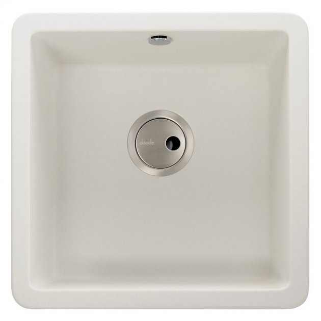 Abode Matrix SQ GR15 white granite inset 1.0 bowl kitchen sink 460mm x 460mm