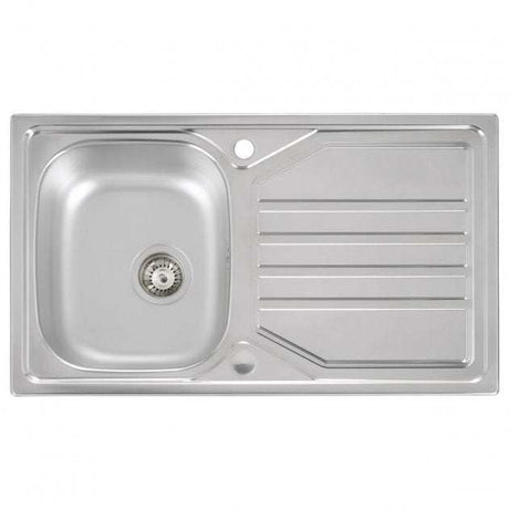 Abode Mikro 1.0 Bowl stainless steel inset kitchen sink with waste, 860mm x 500mm, modern durable design