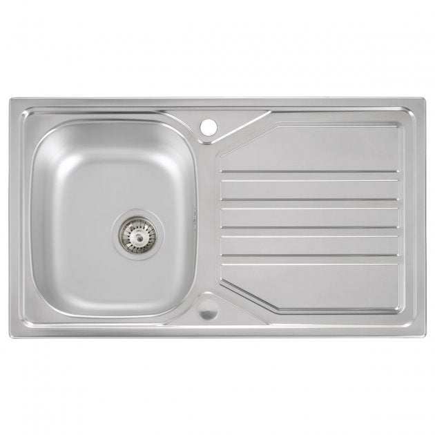 Abode Mikro 1.0 Bowl stainless steel inset kitchen sink with waste, 860mm x 500mm, modern durable design