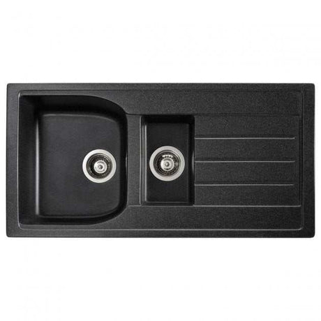 Abode Oriel 1.5 bowl black granite inset kitchen sink with a 950mm length and 480mm width