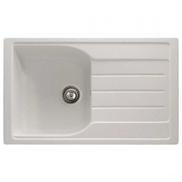 Abode Oriel 1.0 Bowl frost white granite inset kitchen sink with drainer, 780mm by 480mm