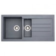 Abode Xcite 1.5 bowl grey metallic granite inset kitchen sink with drainer, 1000mm by 500mm