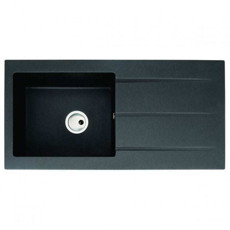 Abode Zero 1.0 Bowl black metallic granite kitchen sink with reversible drainer, 1000mm x 500mm