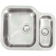 Reginox Stainless Steel Alaska 1.5 bowl kitchen sink with left main bowl and polished finish