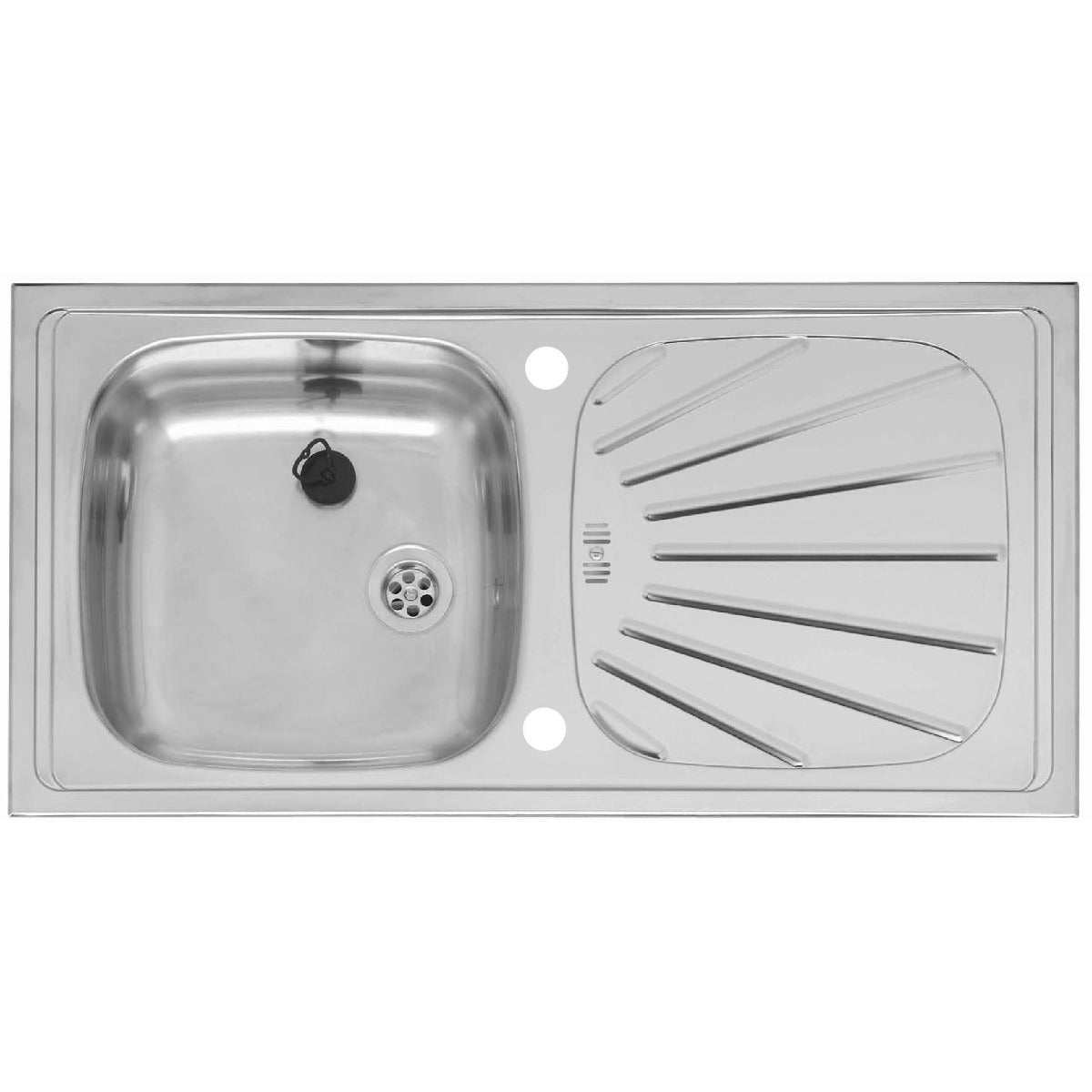Reginox Comfort Inset Alpha 10 stainless steel single bowl kitchen sink with unique draining board and reversible design