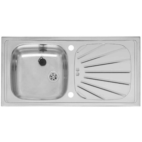 Reginox Comfort Inset Alpha 10 stainless steel single bowl kitchen sink with unique draining board and reversible design