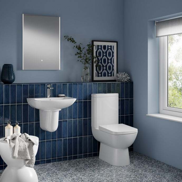 Nuie Ambrose White Contemporary 450mm 1 Tap Hole Basin & Semi Pedestal