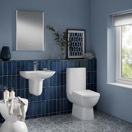 Nuie Ambrose White Contemporary 450mm 1 Tap Hole Basin & Semi Pedestal