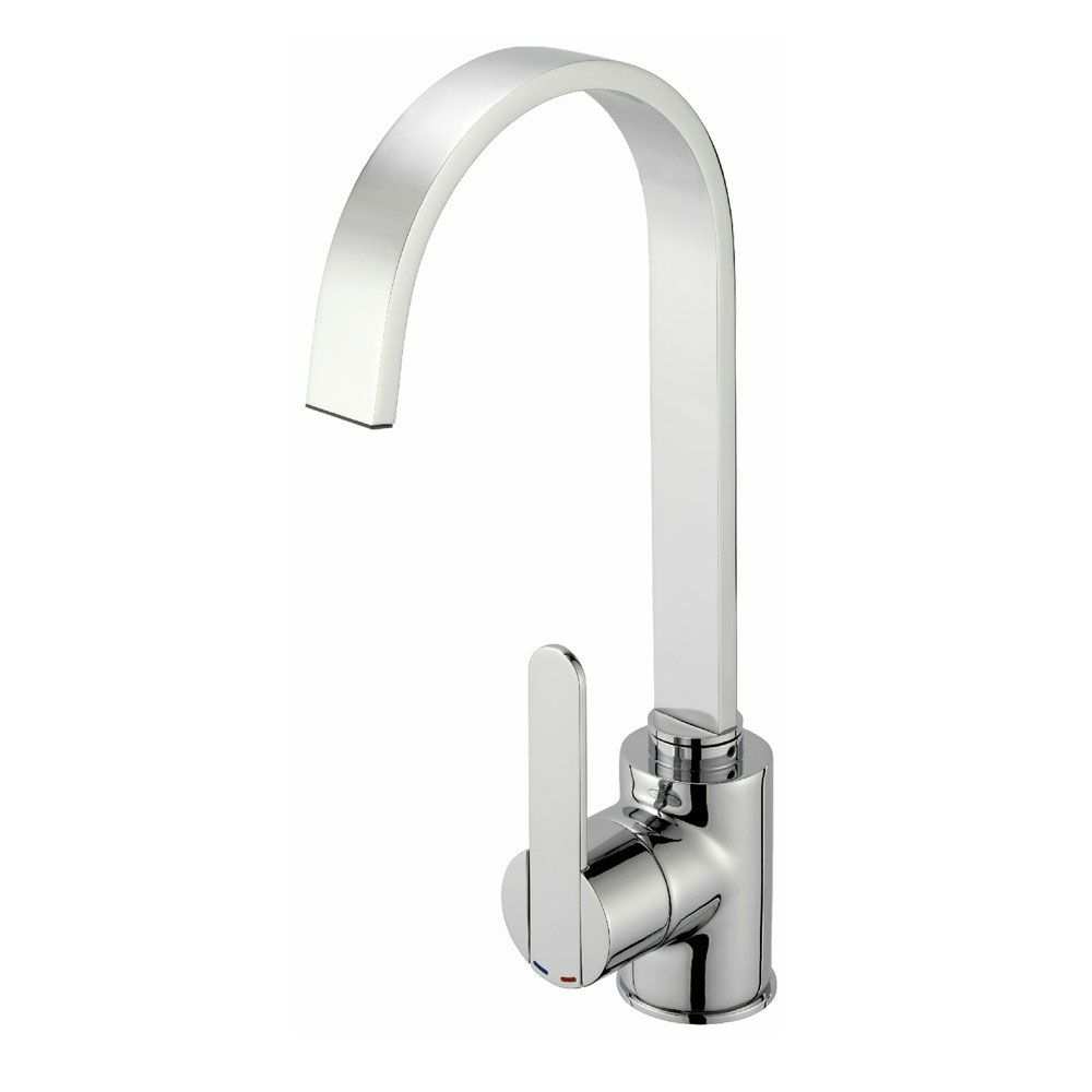 Reginox Kitchen Tap Amur chrome single lever swan neck swivel spout deck-mounted faucet