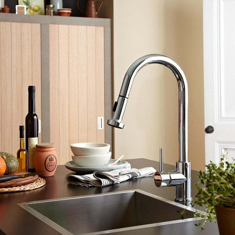 Bristan Apricot Modern Mono Kitchen Sink Mixer Tap Pull-Out Spray - Chrome - APR PULLSNK C