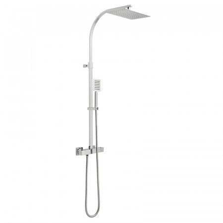 Vado Shower Valves chrome shower unit with rigid riser and square rain shower head