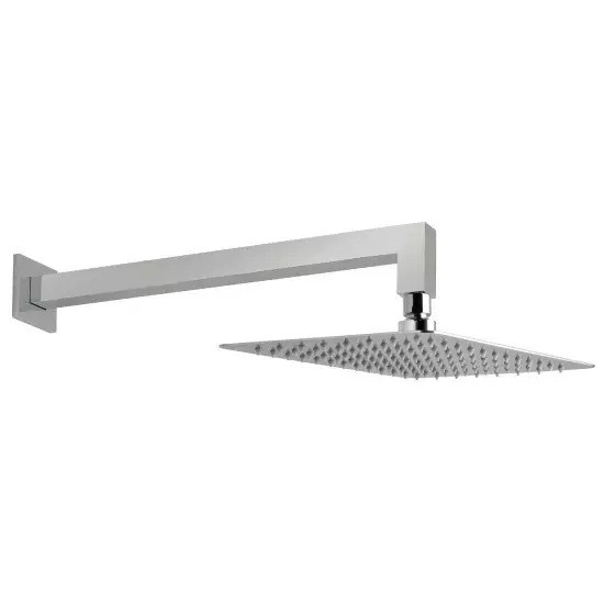 Vado Aquablade 8x12 inch rectangular chrome slimline shower head with arm