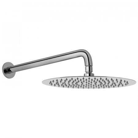 Vado Aquablade chrome oval slimline shower head with arm 200mm x 300mm for easy clean and modern bathrooms
