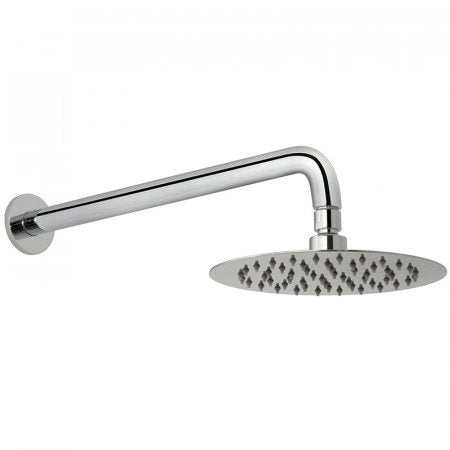 Vado Aquablade 200Mm chrome slimline round shower head with adjustable arm and easy-clean nozzles