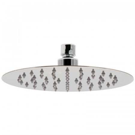 Vado Aquablade single function chrome round slim line shower head 200mm with easy clean nozzles