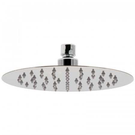 Vado Aquablade slim line round 200mm chrome shower head with single function and easy clean nozzles