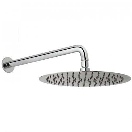 Vado Aquablade 300Mm round chrome slimline shower head with wall-mounted arm