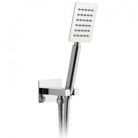 Vado Aquablade Single Function chrome square mini shower kit with 150cm hose and integrated outlet bracket