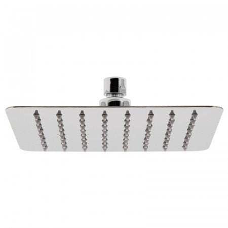 Vado Aquablade chrome slimline square shower head with 8 rows of nozzles, 200mm size, easy clean design