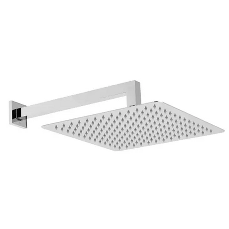 Vado Aquablade 10-inch square chrome slimline shower head with wall-mounted arm and adjustable spray angle
