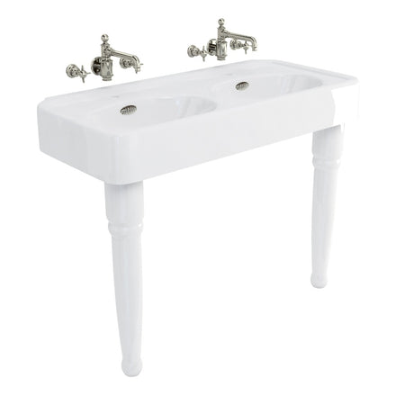 Burlington TH No Tapholes Arcade Double Basin 1215 x 560mm - White - ARC1200NTH