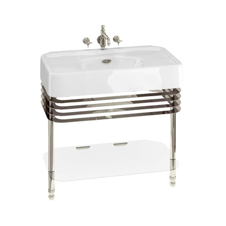 Burlington Arcade Wash Stand Nickel with Glass Shelf - White - ARC23