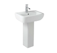 Arley Pure 550mm white ceramic basin with full pedestal and single tap hole bathroom sink