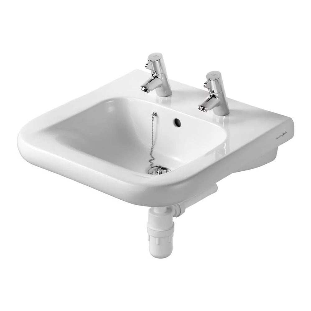 Armitage Shanks 550mm Wide 2 Tap Hole Contour 21 Basin with Overflow and Chain Hole - S216601