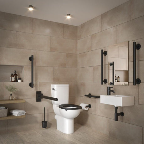 Armitage Shanks Contour 21+ Close - coupled WC Doc M Pack with Black Rails Right Hand - S1249XG - TAP 'N' SHOWER