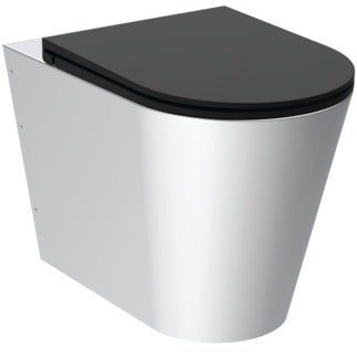 Armitage Shanks Perth 2 Back To Wall WC Toilet Pan With Seat - Stainless Steel - S3340MY - TAP 'N' SHOWER