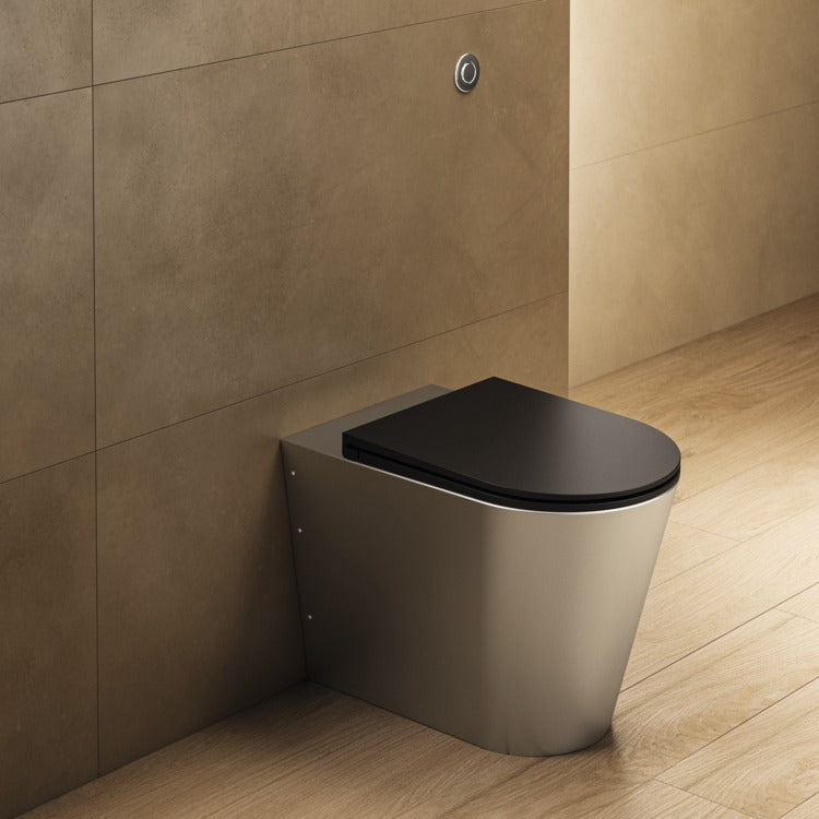 Armitage Shanks Perth 2 Back To Wall WC Toilet Pan With Seat - Stainless Steel - S3340MY
