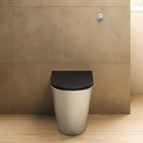 Armitage Shanks Perth 2 Back To Wall WC Toilet Pan With Seat - Stainless Steel - S3340MY