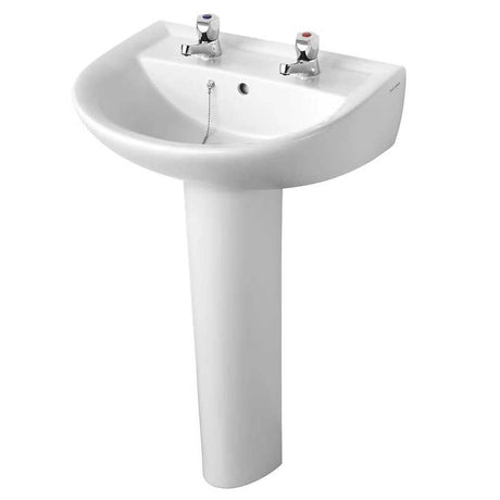 Armitage Shanks 550mm Wide 2 Tap Hole Sandringham 21 Basin & Full Pede