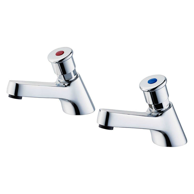 Armitage Shanks Self Closing Sandringham 21 Chrome Basin Pillar Taps Pair - S0672AA