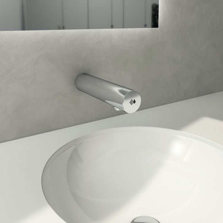 Chrome Sensorflow E Mains Panel mounted basin tap by Armitage Shanks with touchless sensor technology