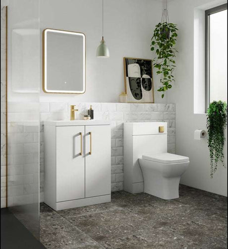 Nuie Arno Modern back to wall WC unit in glossy white with 500mm wide cabinet and sleek bathroom design