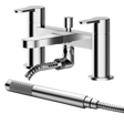 Nuie Arvan Modern Pillar Mounted Bath Shower Mixer Tap with Shower Kit - Chrome - ARV304