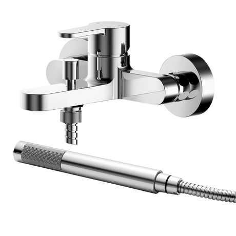 Nuie Arvan Wall Mounted Bath Shower Mixer Tap with Shower Kit - Chrome - ARV316
