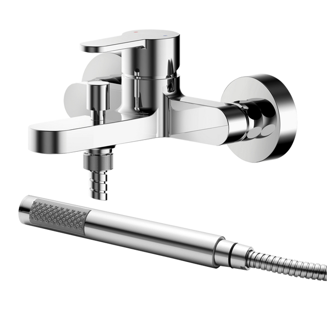 Nuie Arvan Wall Mounted Bath Shower Mixer Tap with Shower Kit - Chrome - ARV316