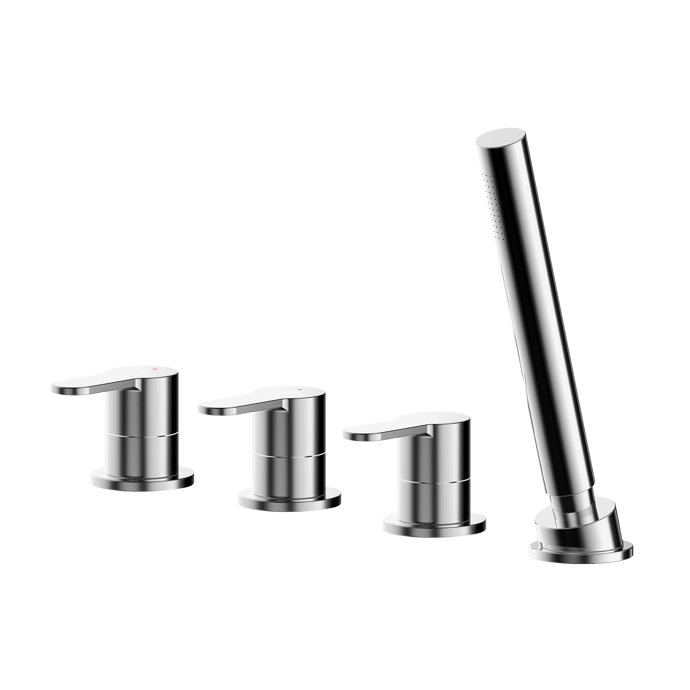 Nuie Arvan 4-Hole Pillar Mounted Bath Shower Mixer Tap - Chrome - ARV334