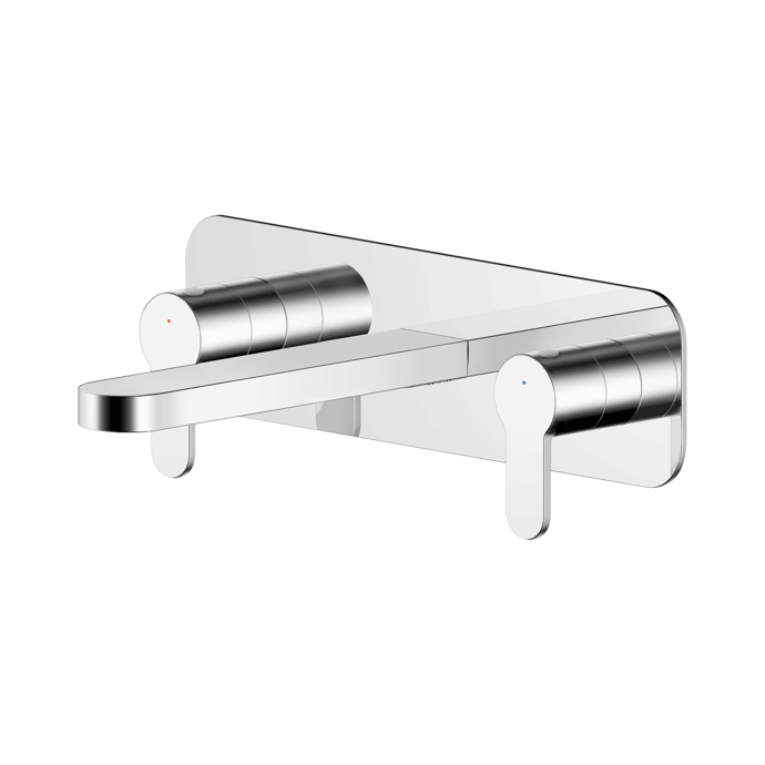 Nuie Arvan 3-Hole Wall Mounted Basin Mixer Tap with Plate - Chrome - ARV350